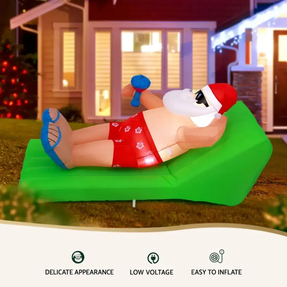 1.8M Christmas Inflatable Santa Bench LED Illuminated Decorations