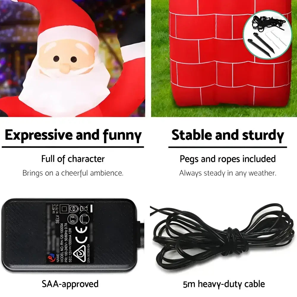 1.8M Christmas Inflatable Santa Pop Up Illuminated Decorations