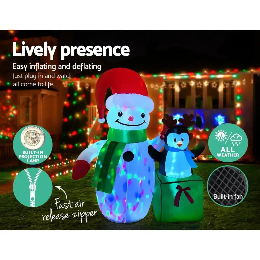 1.8M Inflatable Christmas Snowman LED Lights Outdoor Decorations