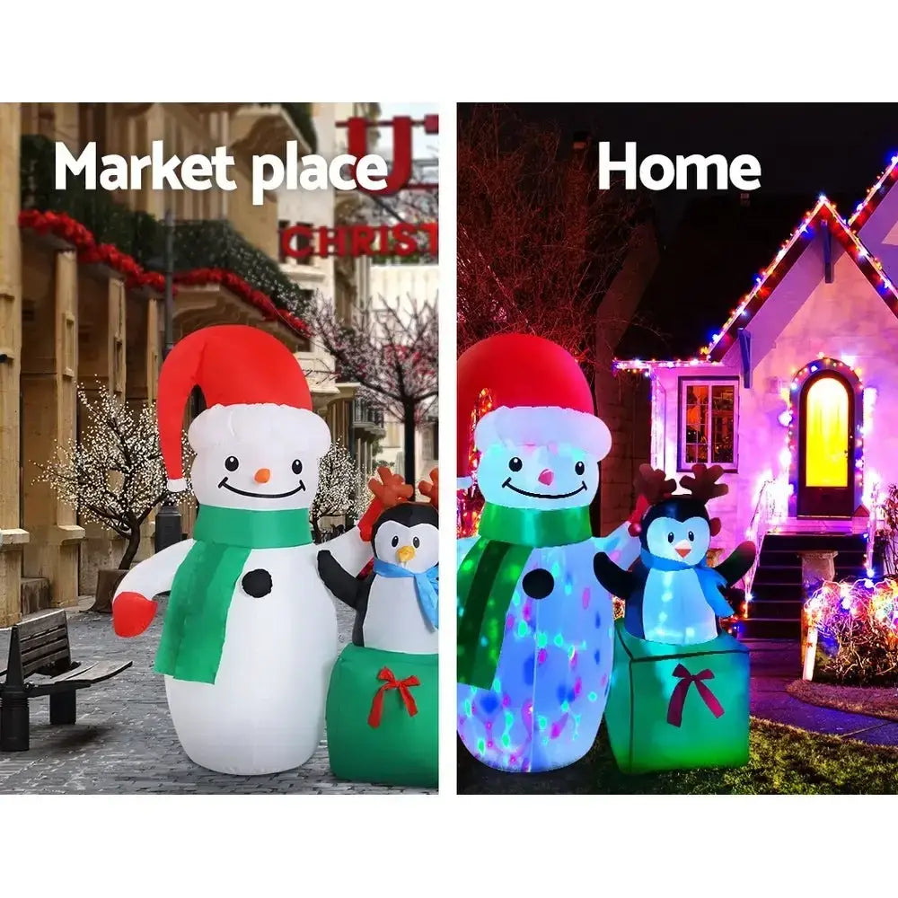 1.8M Inflatable Christmas Snowman LED Lights Outdoor Decorations