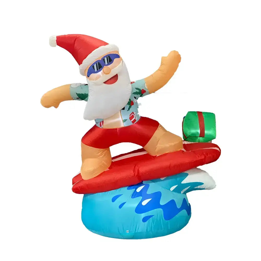 1.8m Inflatable Surfing Santa with Led Lights