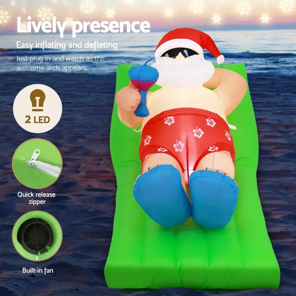 1.8m Santa Bench Inflatable Decoration - Led Lighted