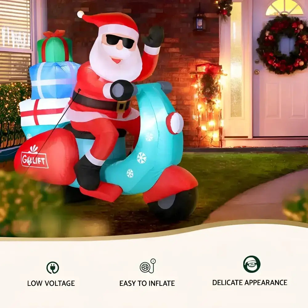 1.8m Santa Motorbike Led Inflatable Christmas Decor