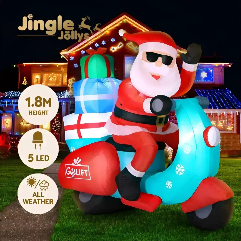1.8m Santa Motorbike Led Inflatable Christmas Decor