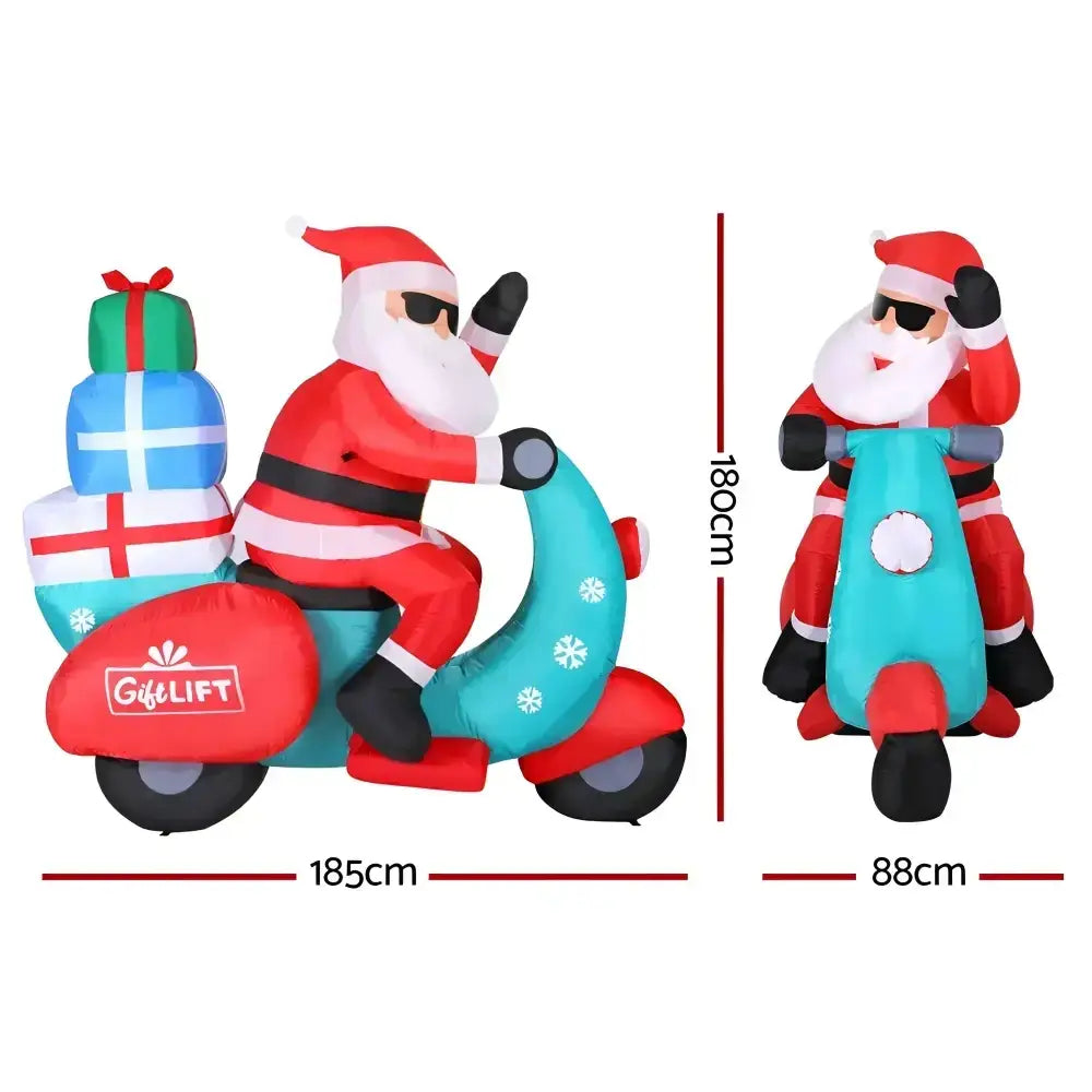 1.8m Santa Motorbike Led Inflatable Christmas Decor