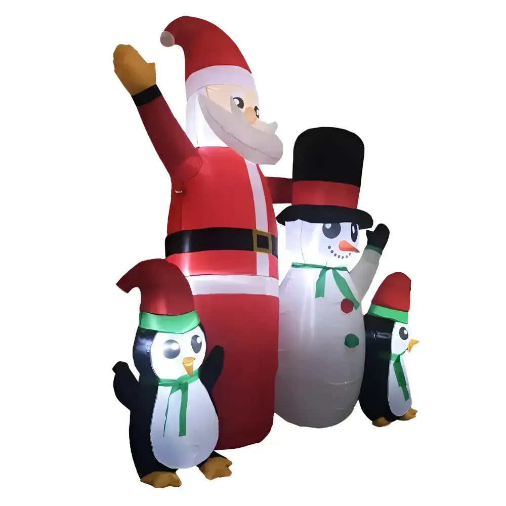 1.8M Santa Snowman and Penguin Greeting Christmas Inflatable with LED