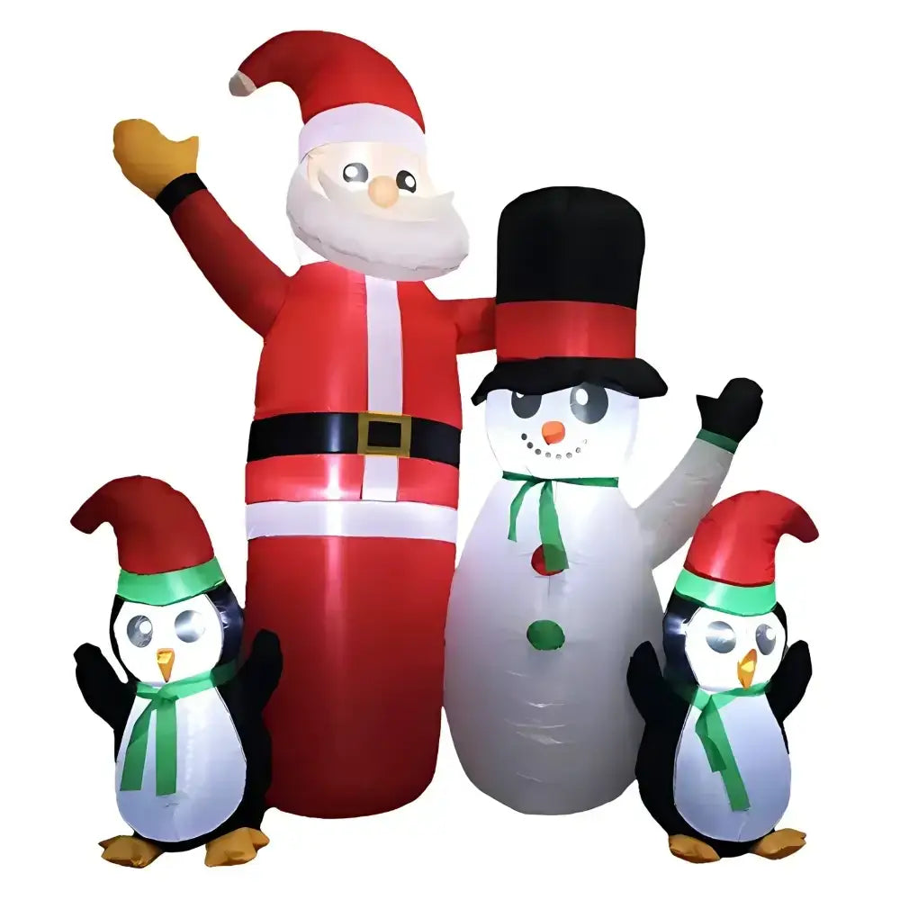 1.8M Santa Snowman and Penguin Greeting Christmas Inflatable with LED