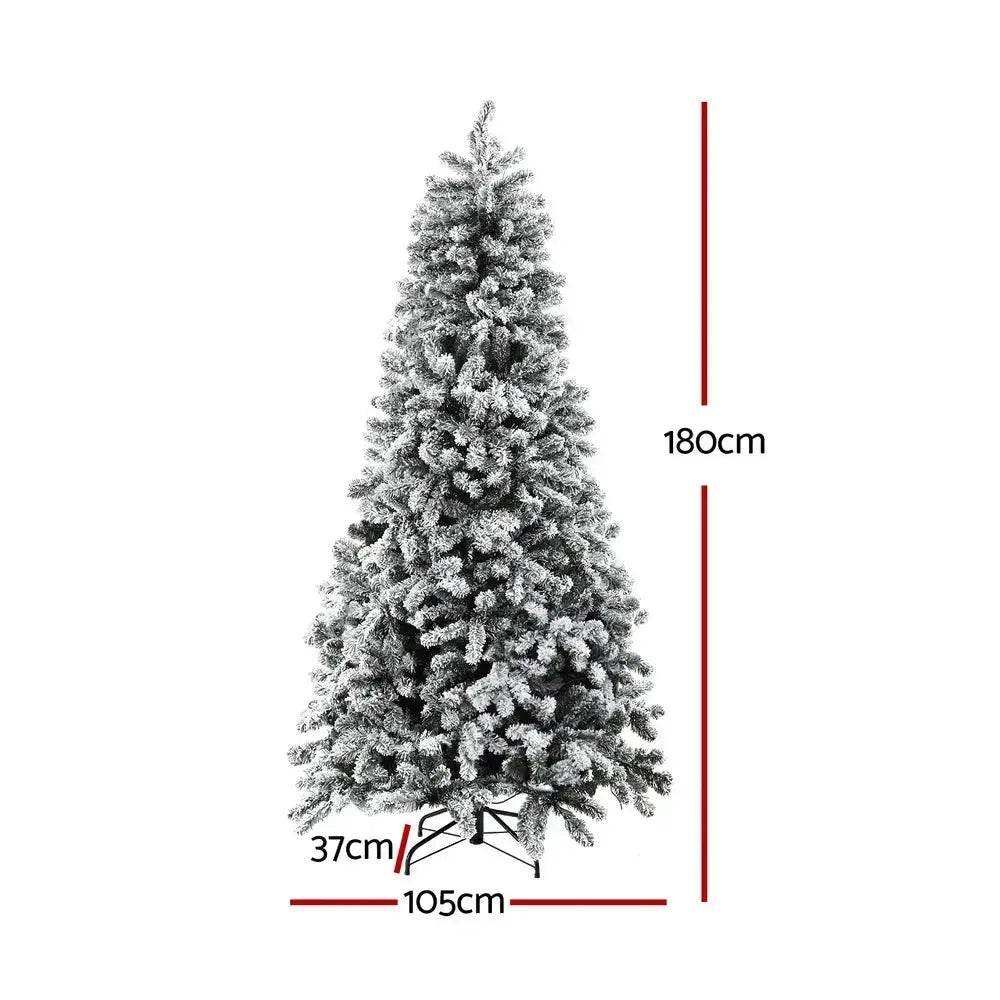 1.8m Snow Flocked LED 8 Light Modes Christmas Tree