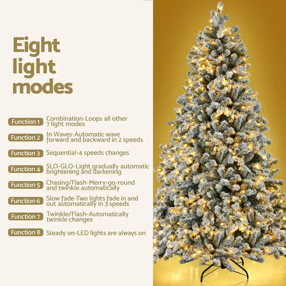 1.8m Snow Flocked LED 8 Light Modes Christmas Tree