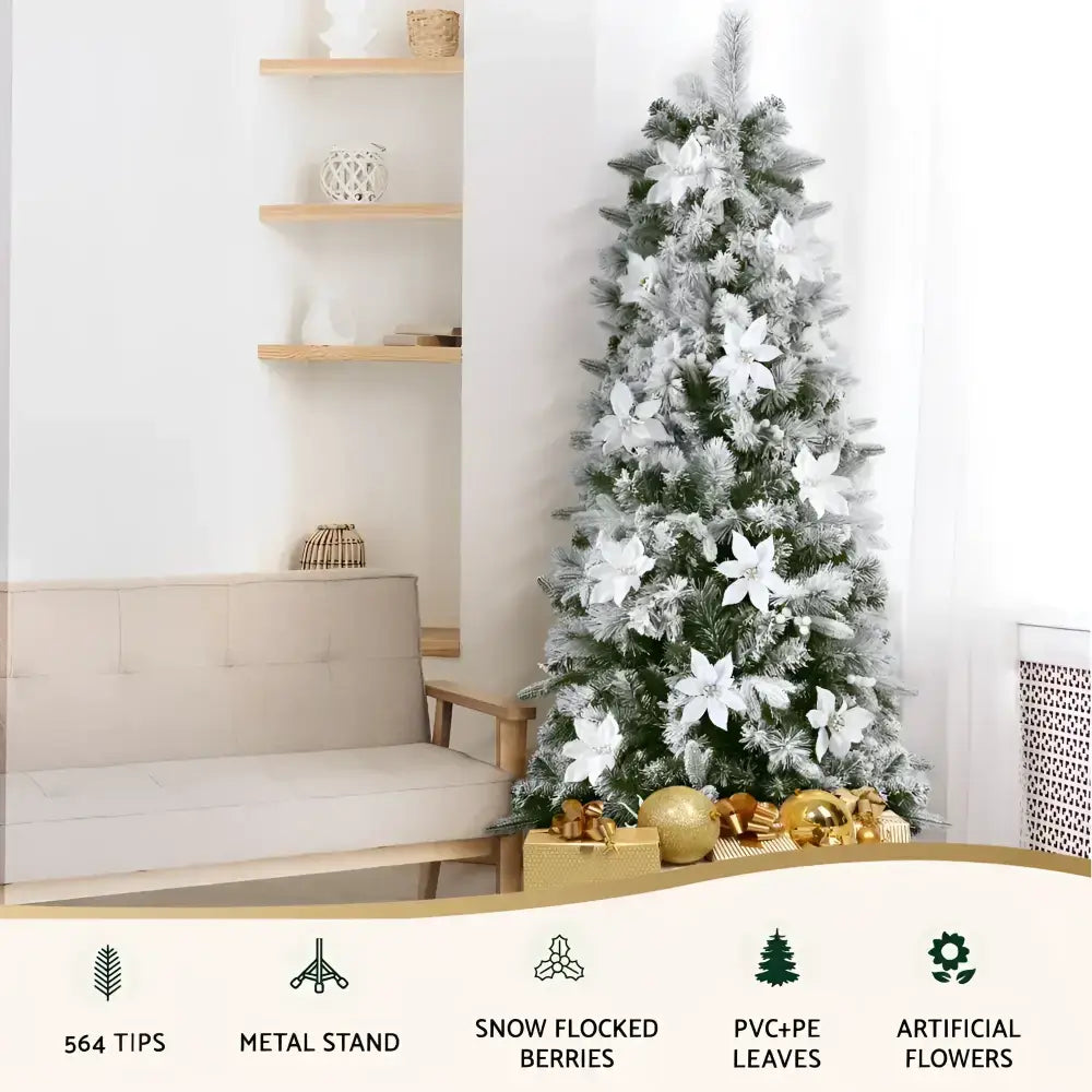 1.8m Snow Flocked Tips Christmas Tree Sale