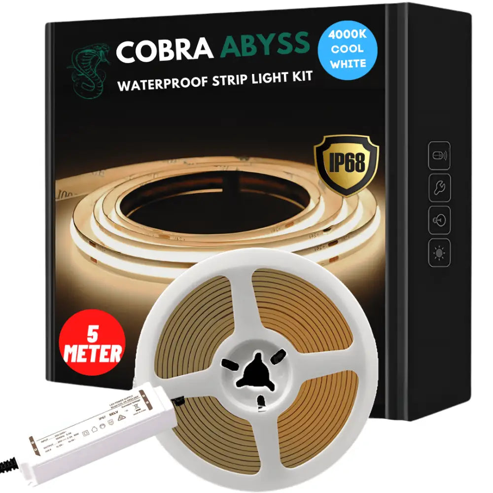 Green Earth Lighting Australia Hybrid Neon Flex 5 meter 50W DIY Strip Kit 10W/m IP68 COB Pro Abyss LED Strip Light - 4000K COBRAABYSSKIT3K