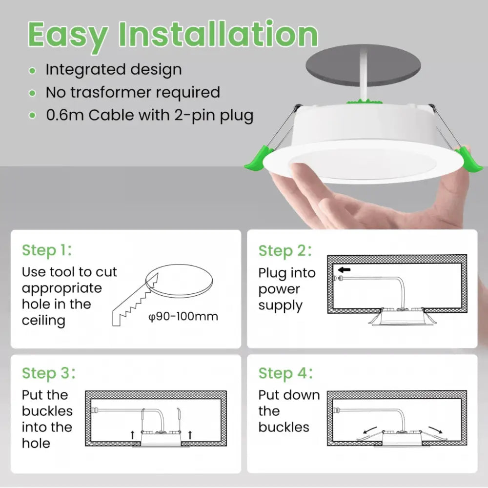 Green Earth Lighting Australia Home & Garden > Lighting 10W Tri-Colour Dimmable LED Downlight | 70mm Cut Out | Reno Sleek Mini Trade Pack RENOSLXM10