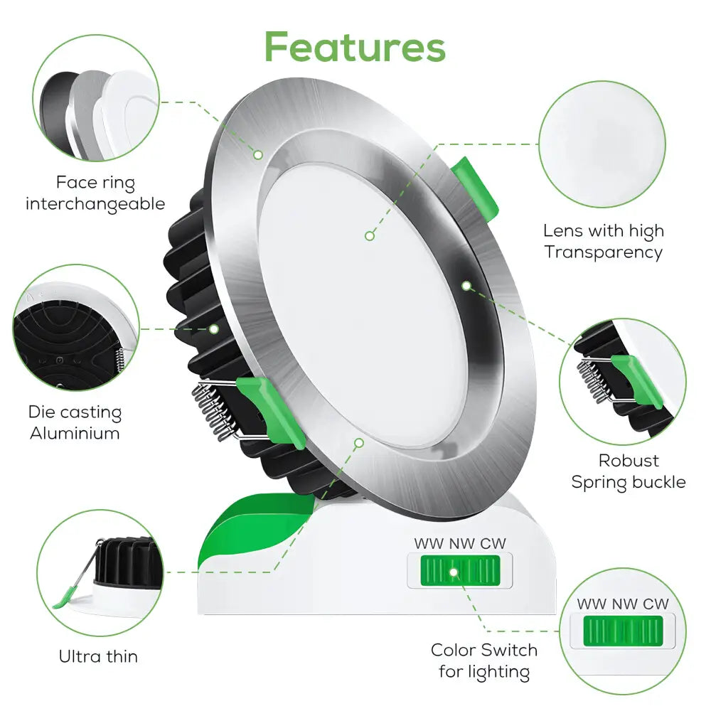 Green Earth Lighting Australia Home & Garden > Lighting Fixtures 10W Tri-Colour Dimmable LED Downlight | 70mm Cut Out | Uluru Mini ULURUMSC