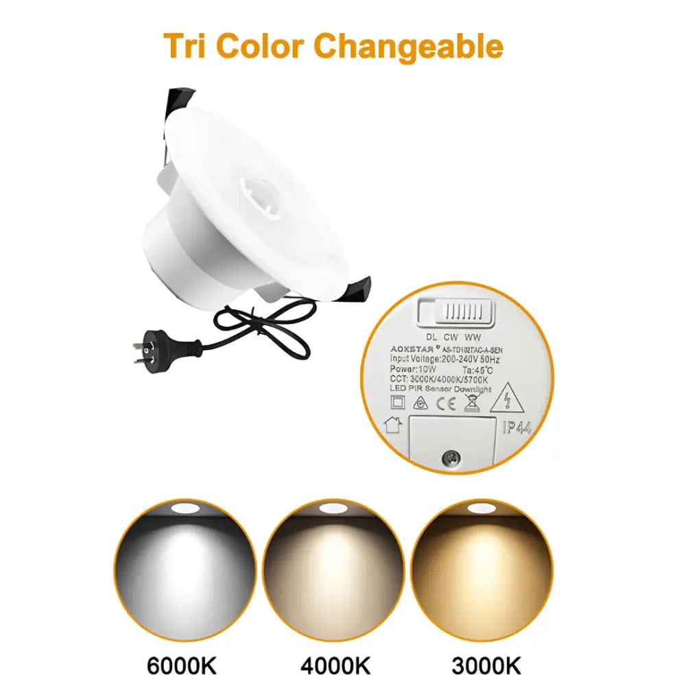 Green Earth Lighting Australia LED downlight 10W Tri-Colour Motion Sensor LED Downlight 90mm Cut out RENOSENSOR