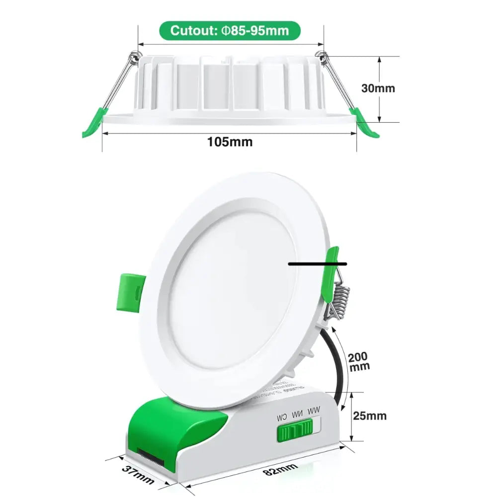Green Earth Lighting Australia Home & Garden > Lighting 10W Tri-Colour Dimmable LED Downlight | 90mm Cut Out | Uluru Sleek ULURUSL