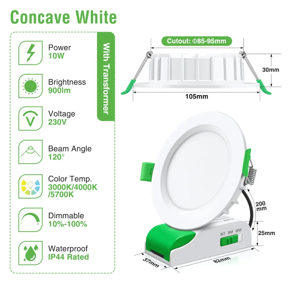 Green Earth Lighting Australia Home & Garden > Lighting 10W Tri-Colour Dimmable LED Downlight | 90mm Cut Out | Uluru Sleek ULURUSL