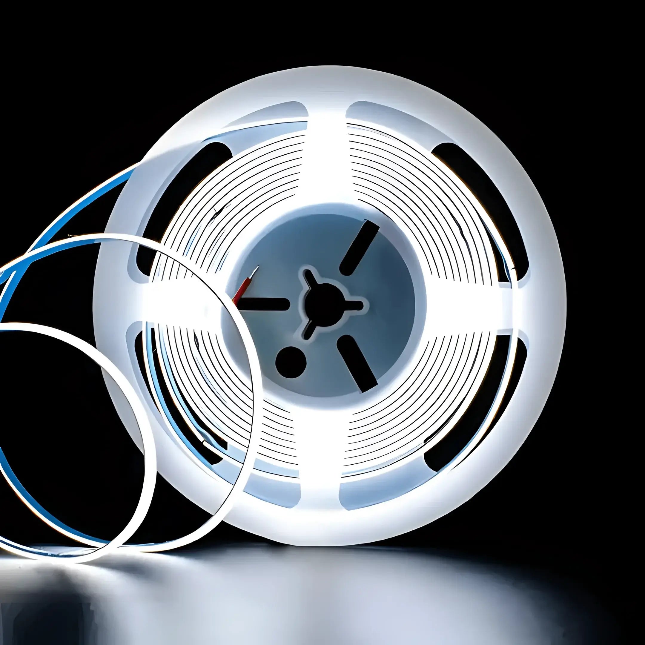 LumaFlex Mini 10W/m 6000K COB LED strip light reel with blue accent casing