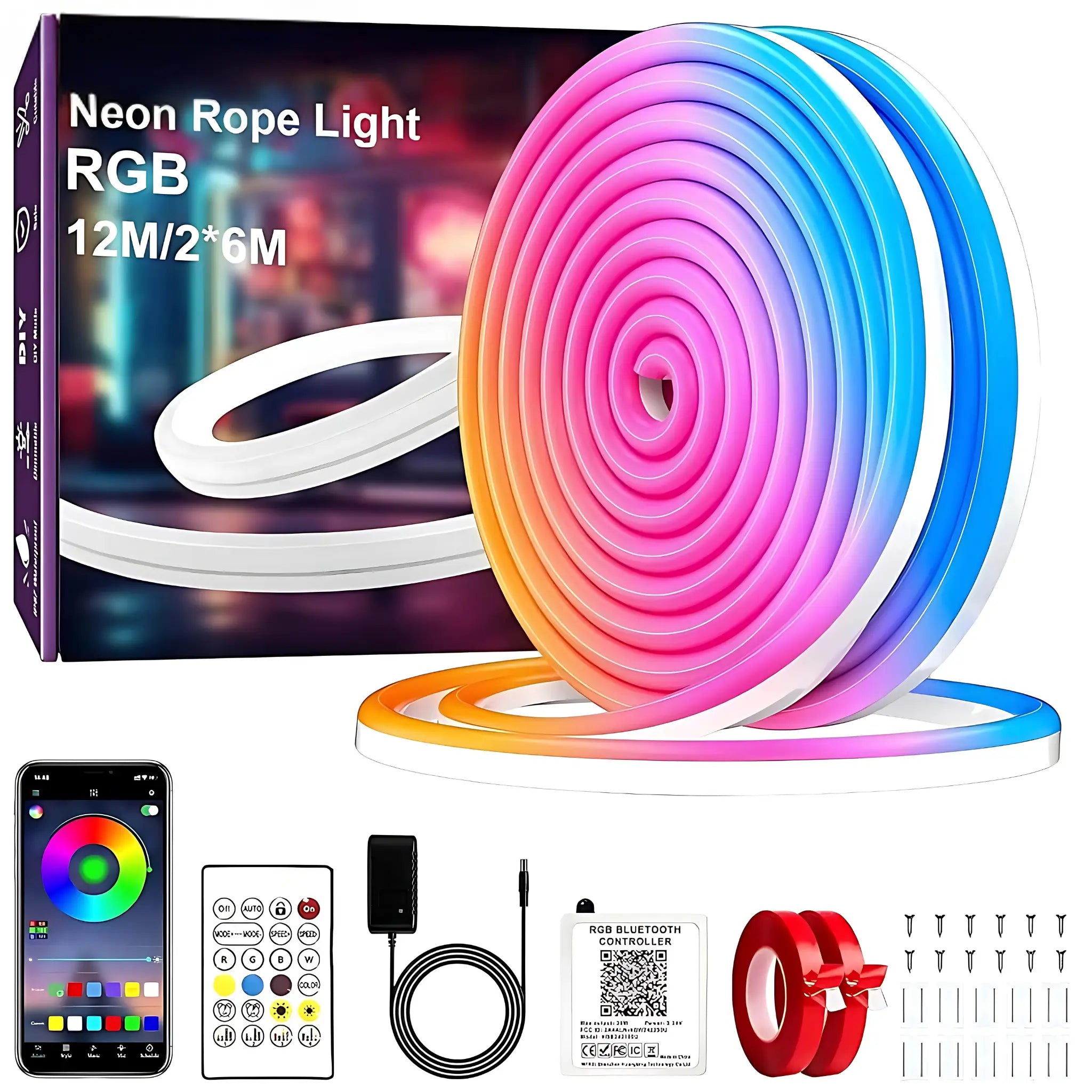 Lumaflex Vibe Rgb Neon Led Strip Light Kit Smart App - 12 Meter Kit
