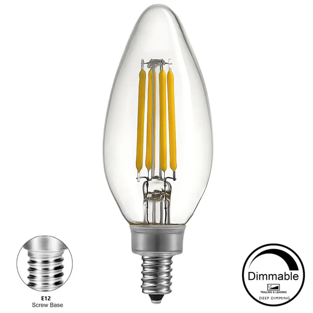 12 Volt DC 4W E12 350lm Dimmable LED Candle Globe - Candle Bulbs 12 Volt DC 4W E12 350lm Dimmable LED Candle Globe