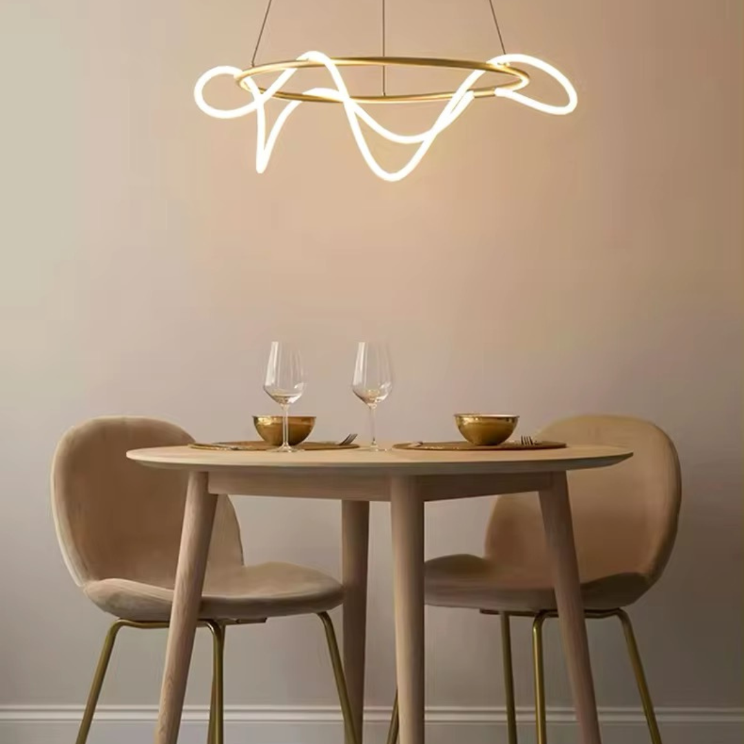 ORBIS SATIN BRASS 90W Circular LED Squiggle Pendant