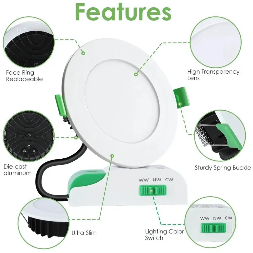 12W Tri-Colour Dimmable LED Downlight | 90mm Cut Out | Matilda Trade Pack 10 - Home & Garden > Lighting > Ceiling Lights