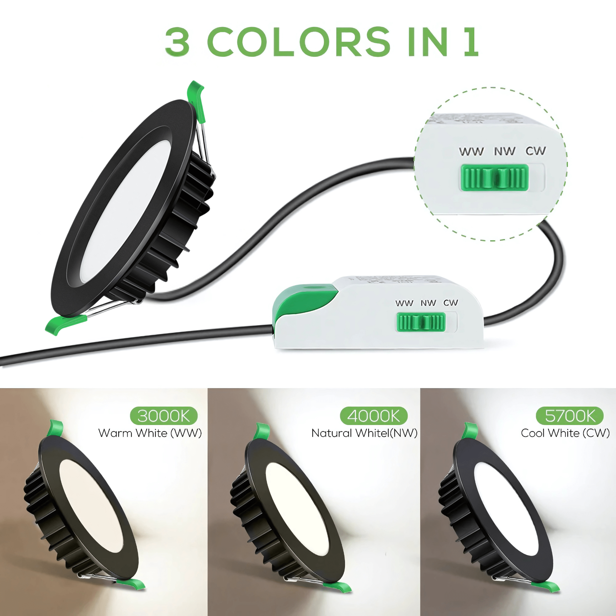 Green Earth Lighting Australia Home & Garden > Lighting 13W Tri-Colour Dimmable LED Downlight | 90mm Cut Out | Uluru Pro DL110C+BK