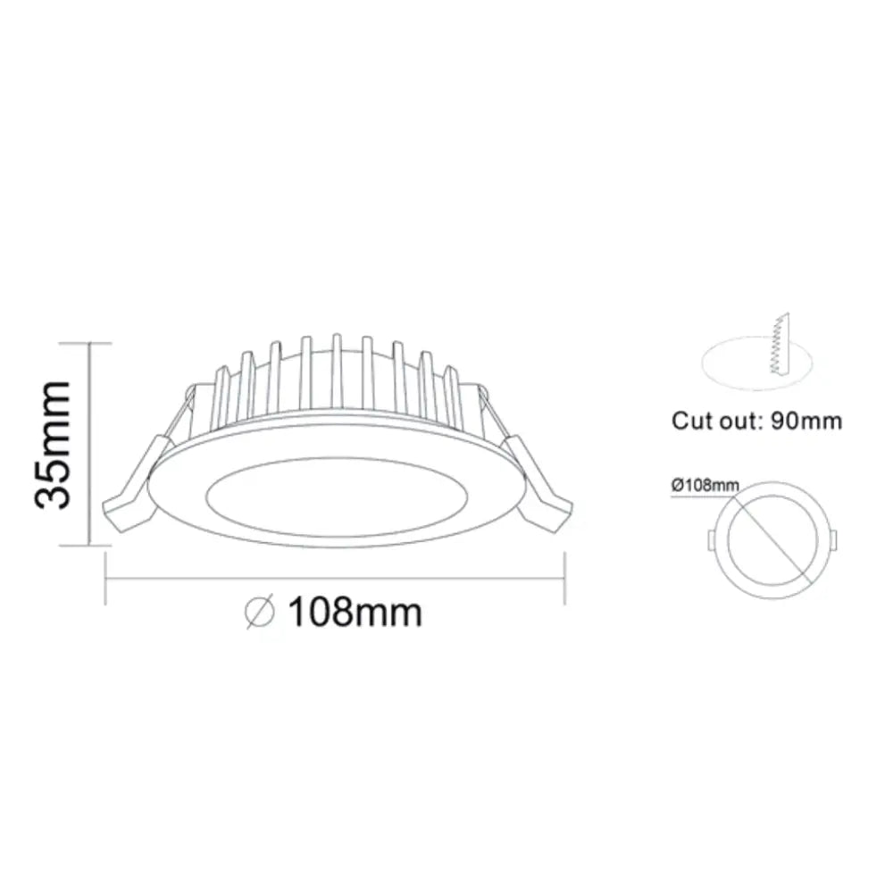 13W Tri-Colour Dimmable LED Downlight | 90mm Cut Out | Kakadu C-Bus - Home & Garden > Lighting