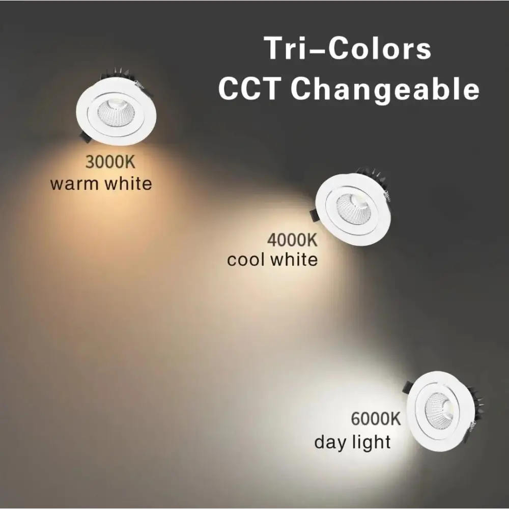 Eclux LED Downlight EYRE 13W Tri-Colour Dimmable COB Low-glare Tiltable LED Downlight 90mm Cut Out