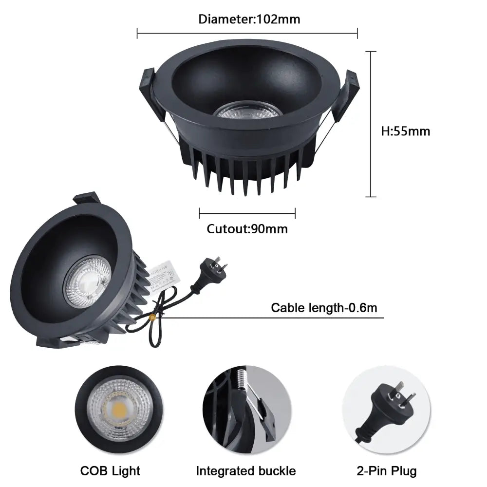Green Earth Lighting Australia Home & Garden > Lighting 13W Tri-Colour Dimmable LED Downlight | 90mm Cut Out | Nullarbor AS-TD138TAC-B