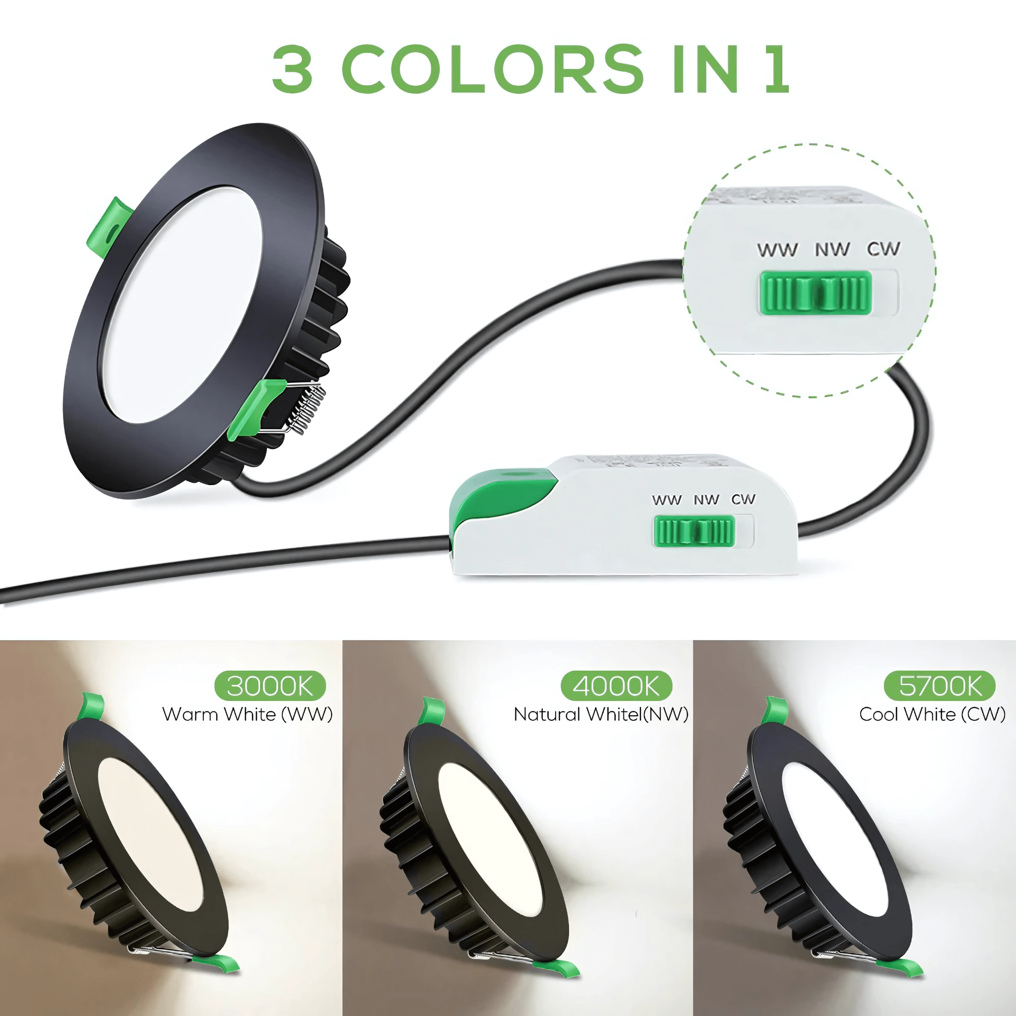 Green Earth Lighting Australia Home & Garden > Lighting 13W Tri-Colour Dimmable LED Downlight | 90mm Cut Out | Kakadu Pro DL110D+BK