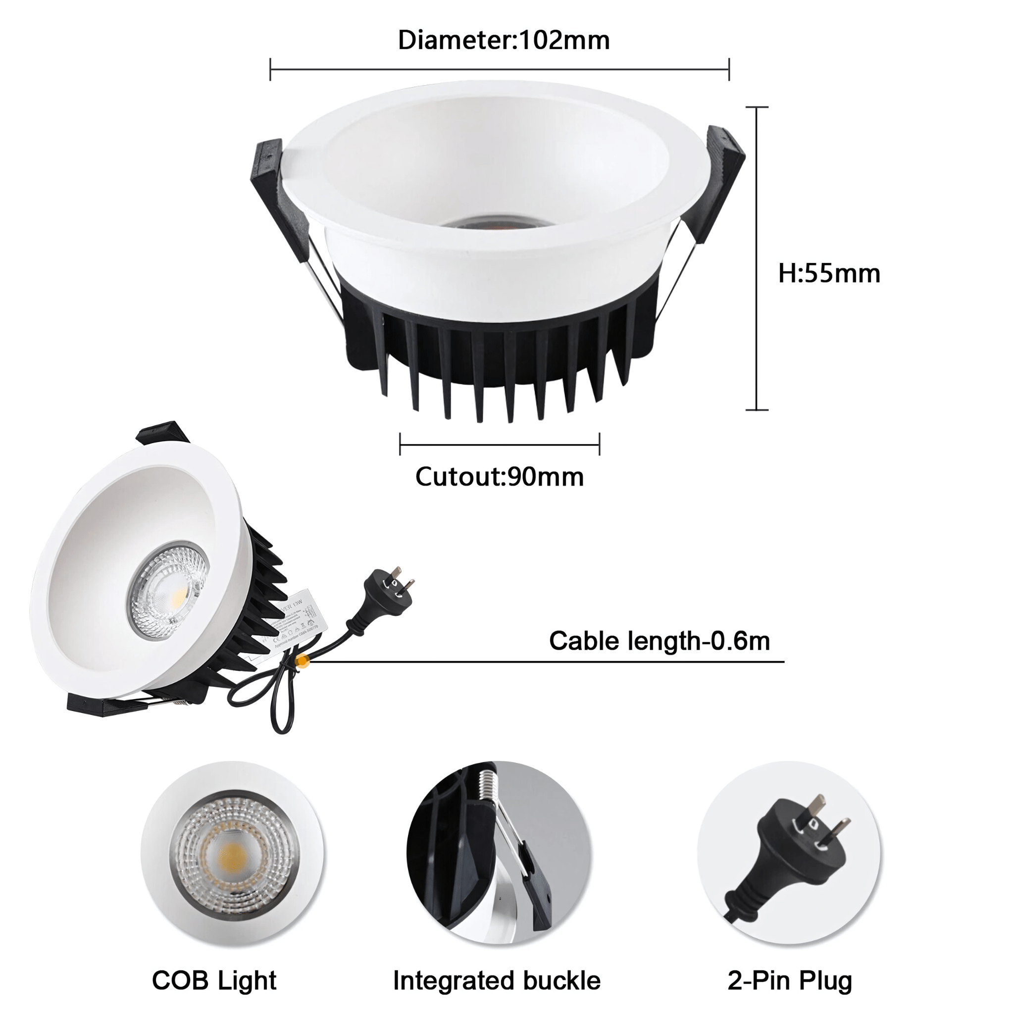 Green Earth Lighting Australia Home & Garden > Lighting 13W Tri-Colour Dimmable LED Downlight | 90mm Cut Out | Nullarbor AS-TD138TAC-A