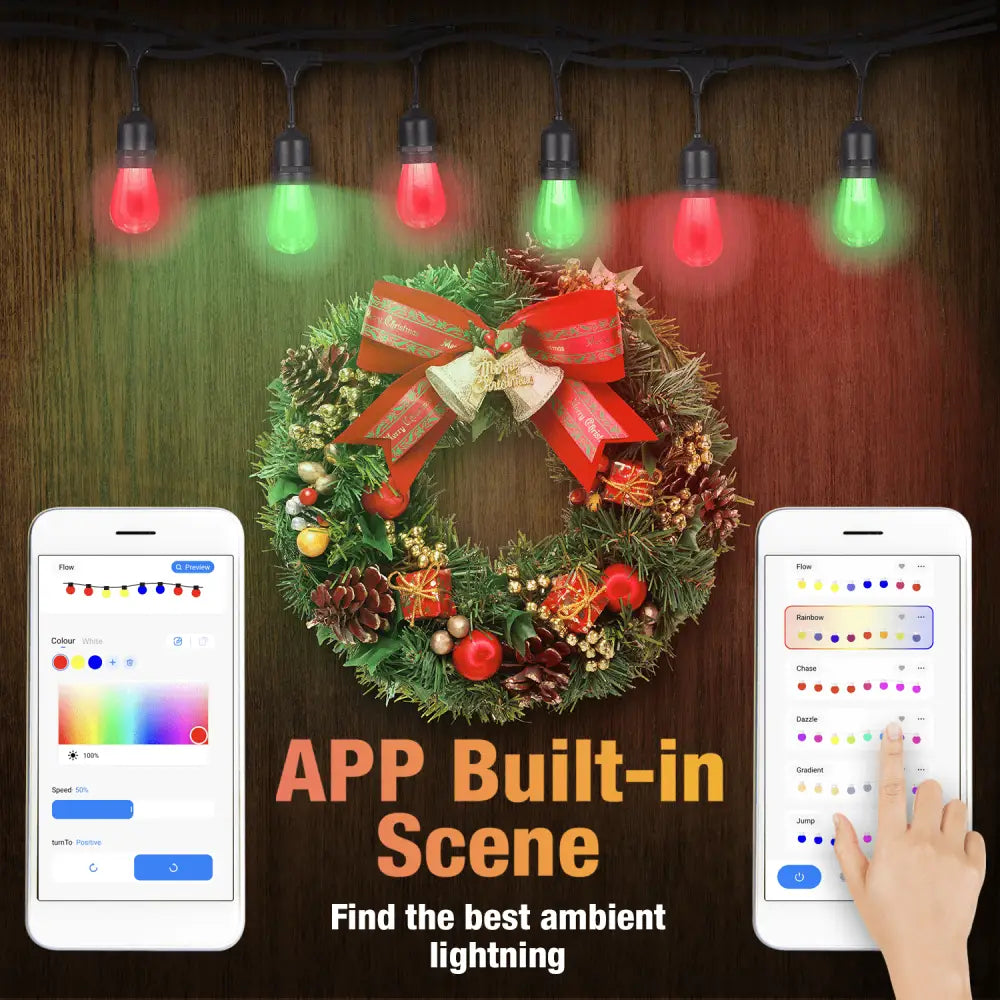 LiquidLEDs Lighting Festoon String 15 meter Smart Festoon String Lights with 15 LED Bulbs BF15B-SMART