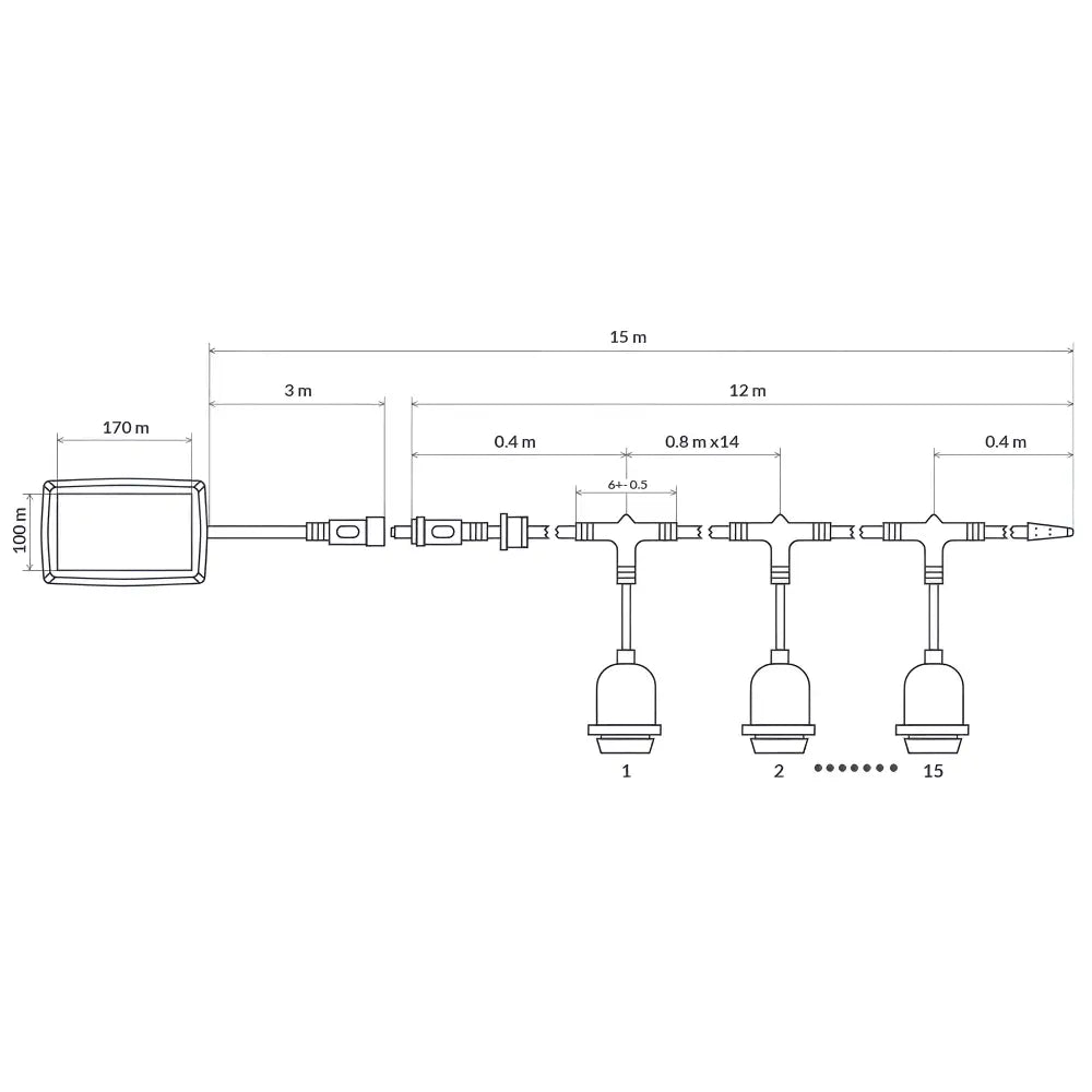 LiquidLEDs Lighting Festoon String 15 meter Solar Festoon String Lights with 15 LED Bulbs BF15B-SUN