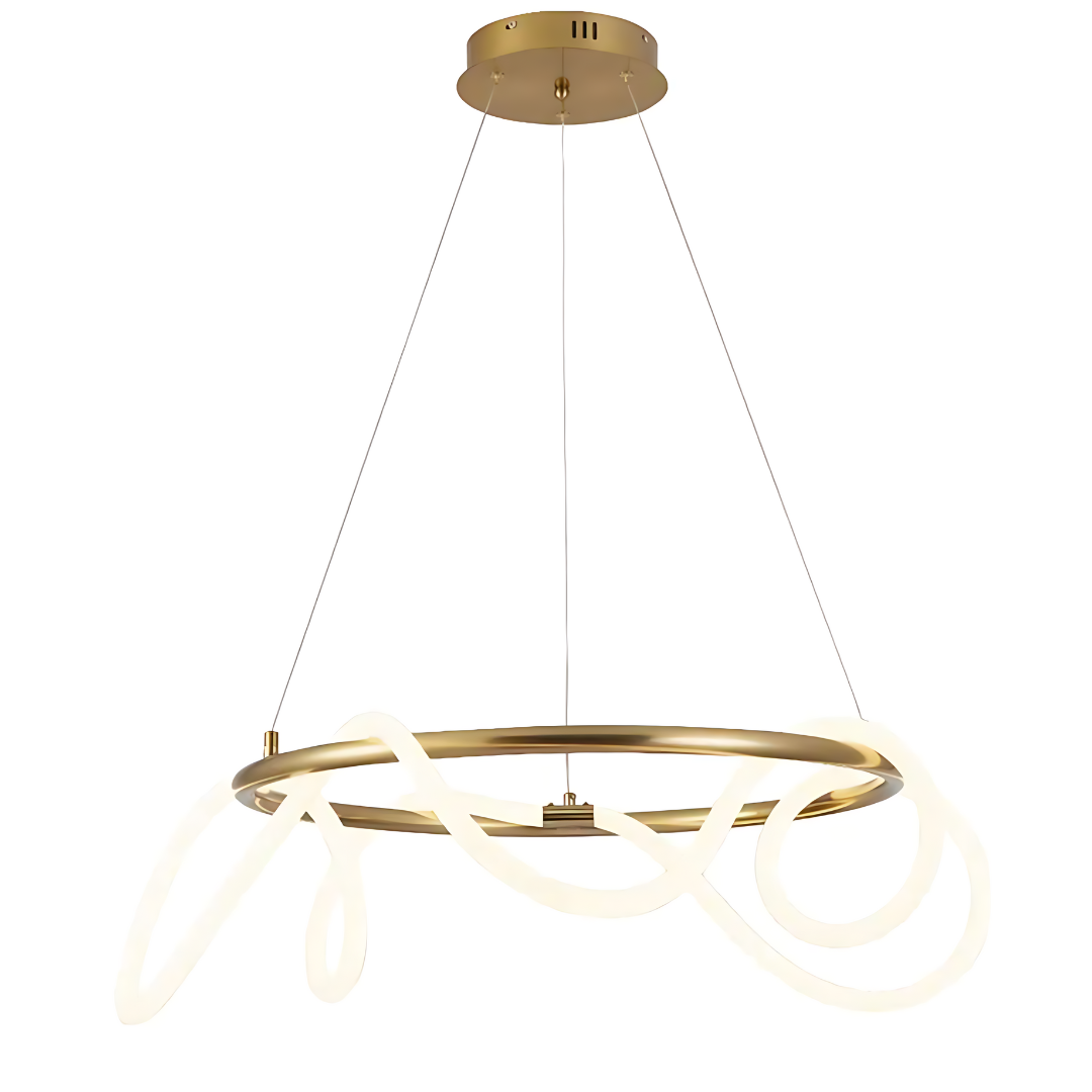 ORBIS SATIN BRASS 90W Circular LED Squiggle Pendant