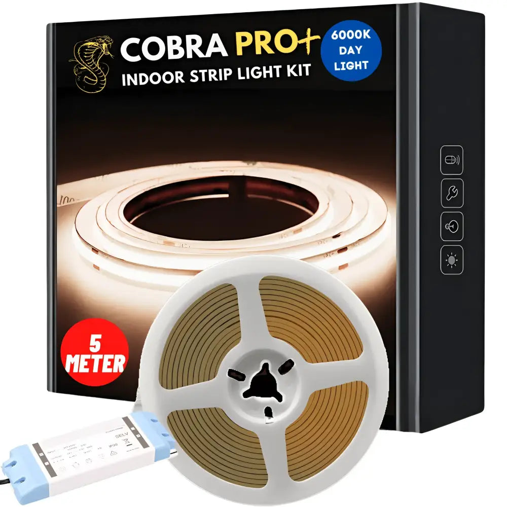 Green Earth Lighting Australia IP20 COB STRIP LIGHTING 75W 5 meter DIY Strip Kit 15W/m 10mm IP20 COB Flexible LED Strip Light - 6000K COBRAPRO+5M6K