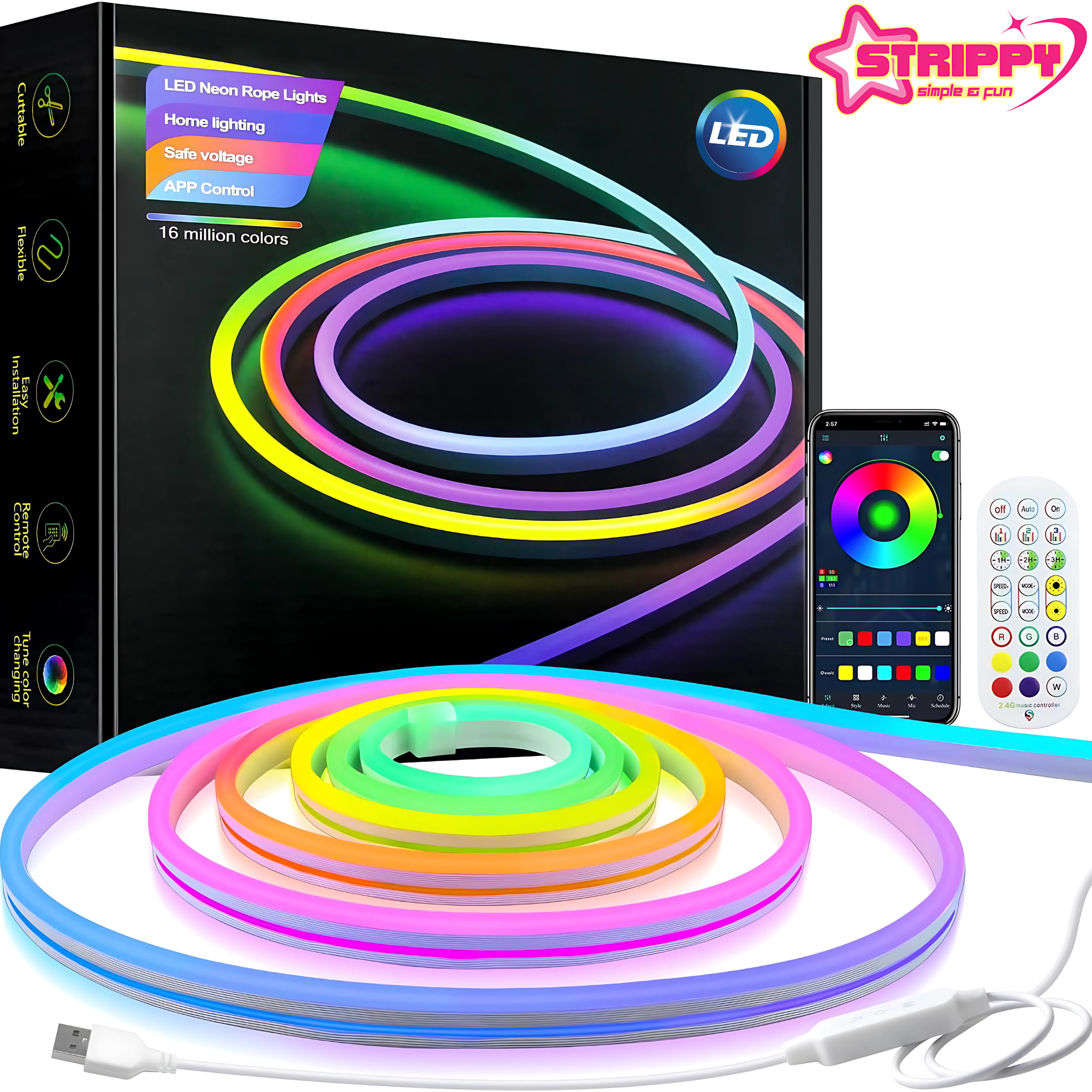 STRIPPY PARTY BEAM RGB+IC LED Strip Light with Music Sync