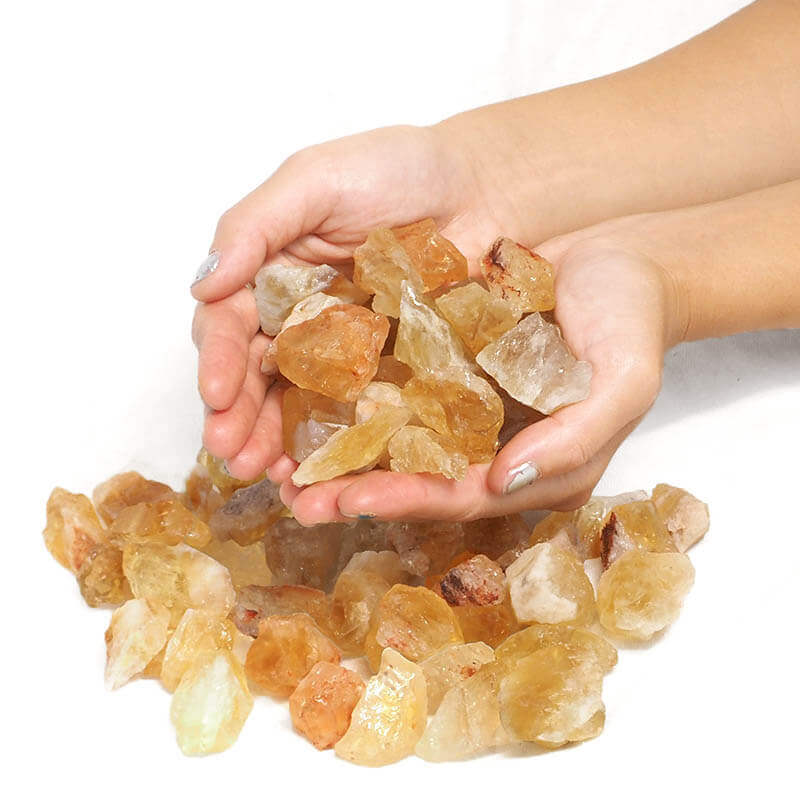 Selenite Fire Bowl With Citrine Rough on LED Base