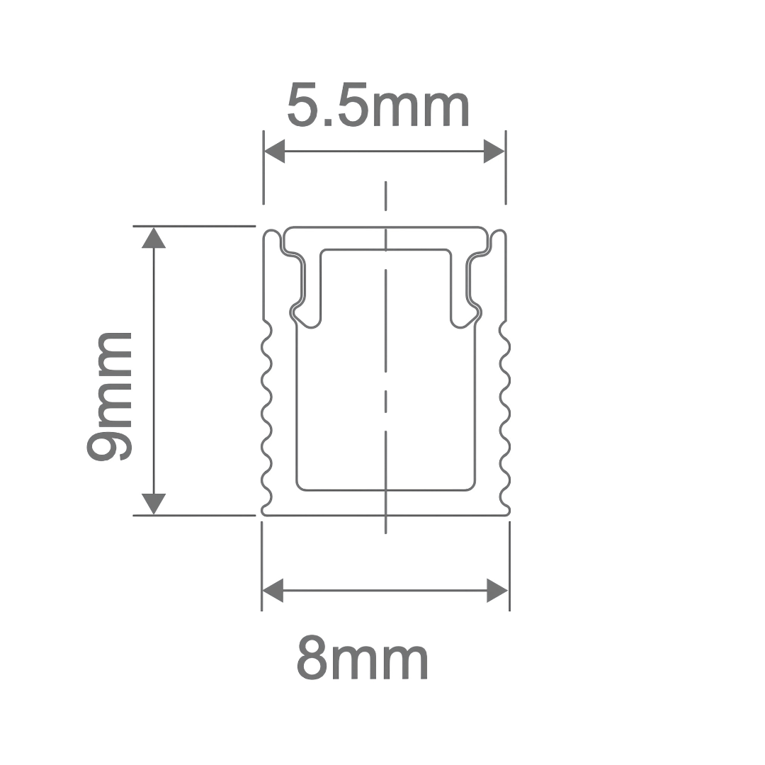 Green Earth Lighting Australia LEDSTRIP 1M Kit Surface Mount Micro Aluminium Profile - Silver 8mm x 9mm