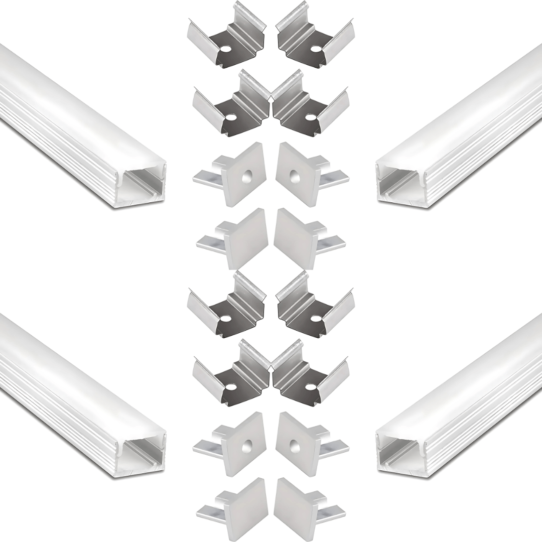 Green Earth Lighting Australia LEDSTRIP 4 x 1 Meter Kit 1M Kit Surface Mount Micro Aluminium Profile - Silver 8mm x 9mm GE526/4