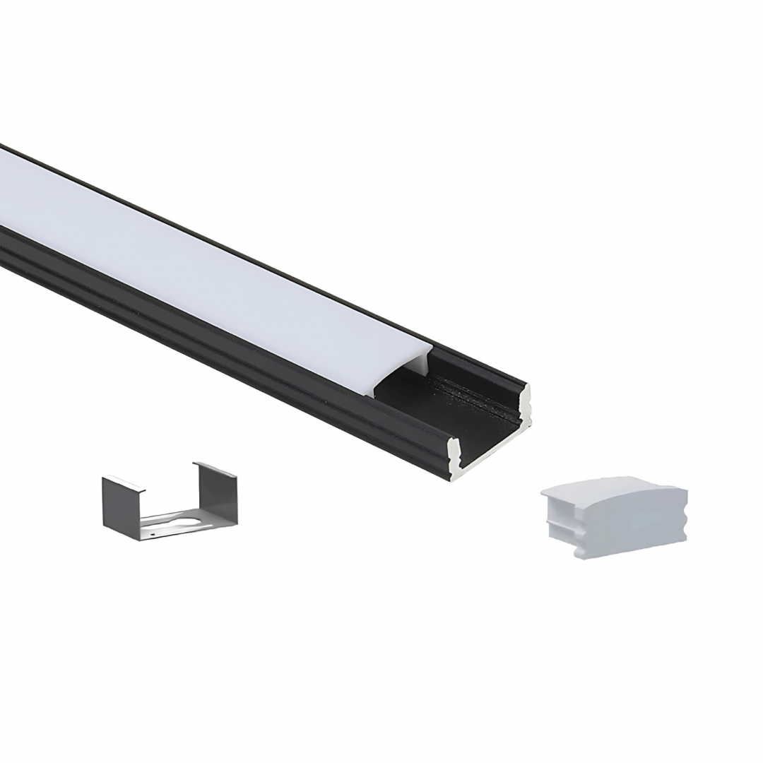 Green Earth Lighting Australia Aluminium extrusion 1 x 1 meter Kit 1M Kit Surface Mount Shallow Aluminium Profile - Black 17mm x 7mm GE-409B-1