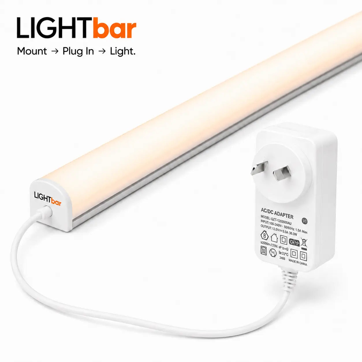 1m Warm White Directional Under Cabinet LED Light Bar - Plug & Play Silver