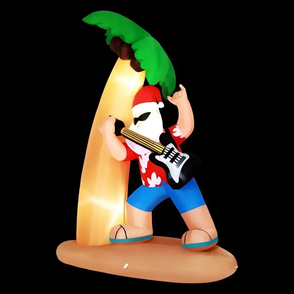 2.1M Christmas Inflatable Santa Guitar Led Illuminated Decorations