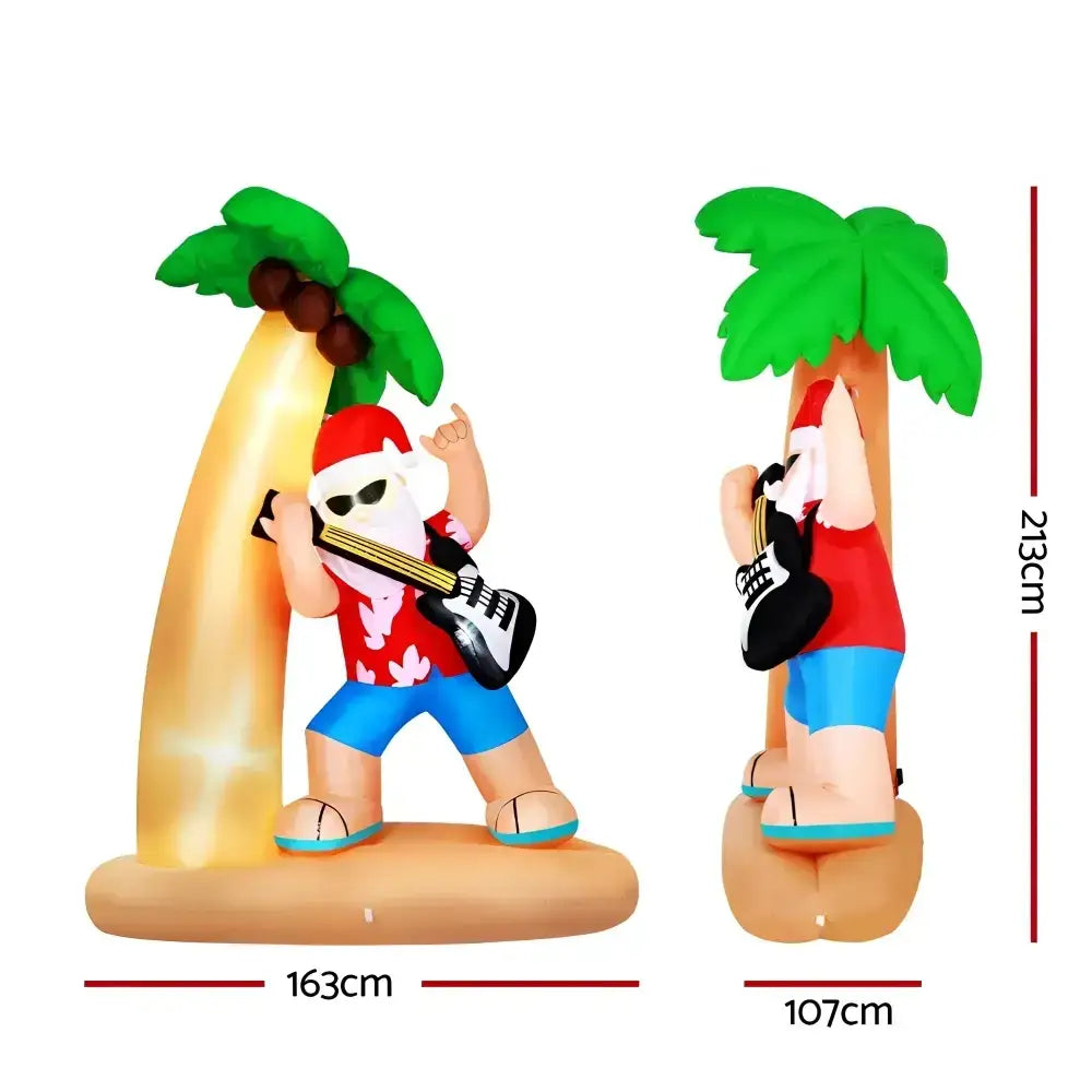 2.1m Inflatable Santa with Guitar - Festive Led Decor