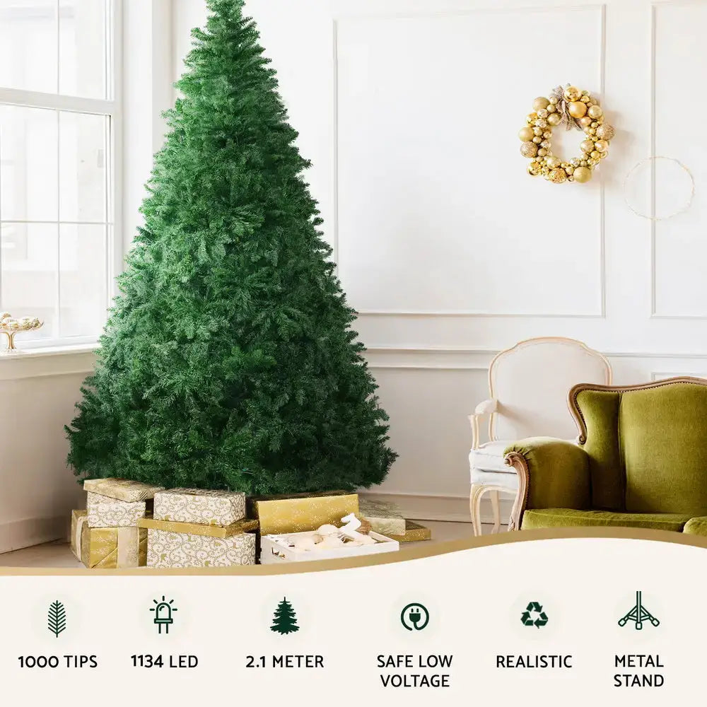 2.1m Multi Colour Christmas Tree with 8 Light Modes