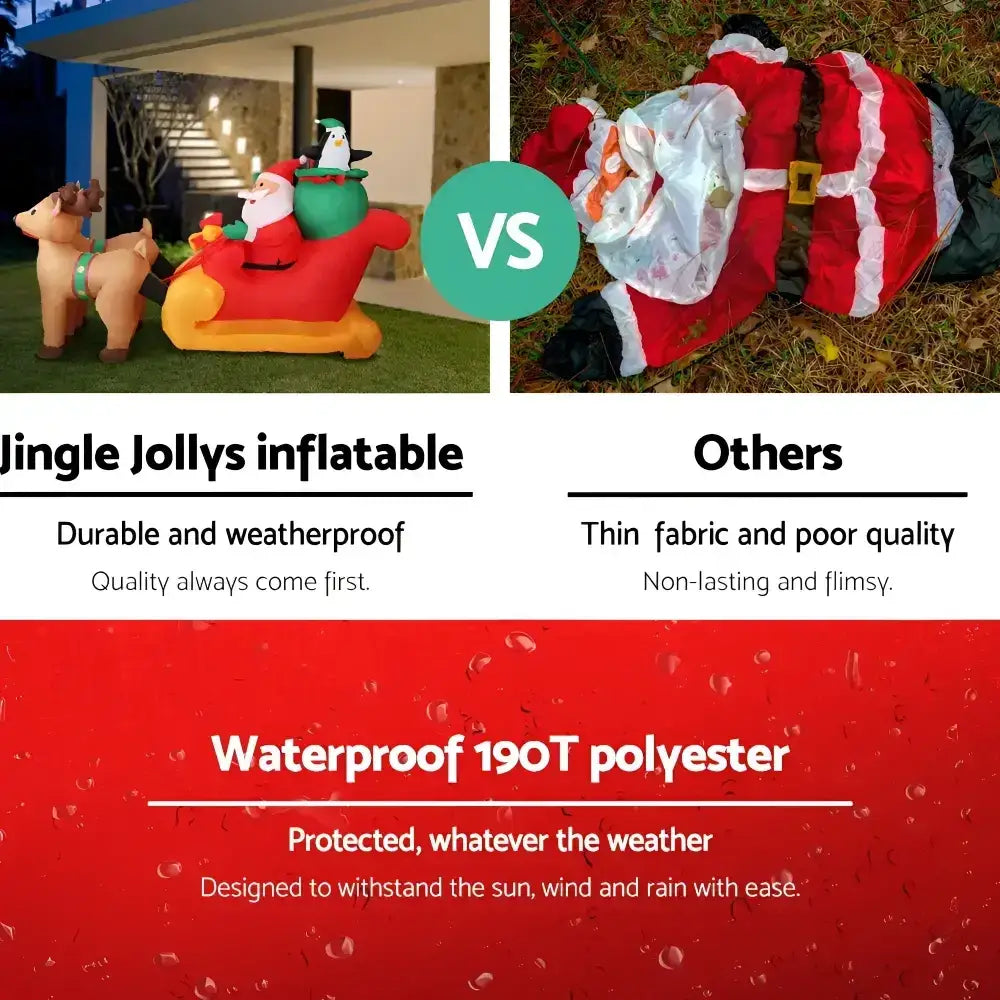 2.2m Inflatable Santa Sleigh Decorations with Led