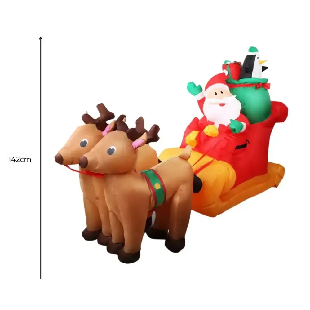 2.2M Santa and Reindeer Christmas Inflatable with LED Lights