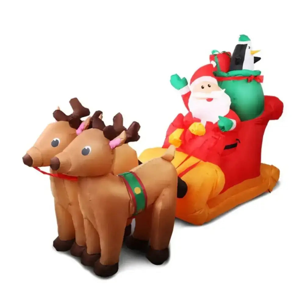 2.2M Santa and Reindeer Christmas Inflatable with LED Lights
