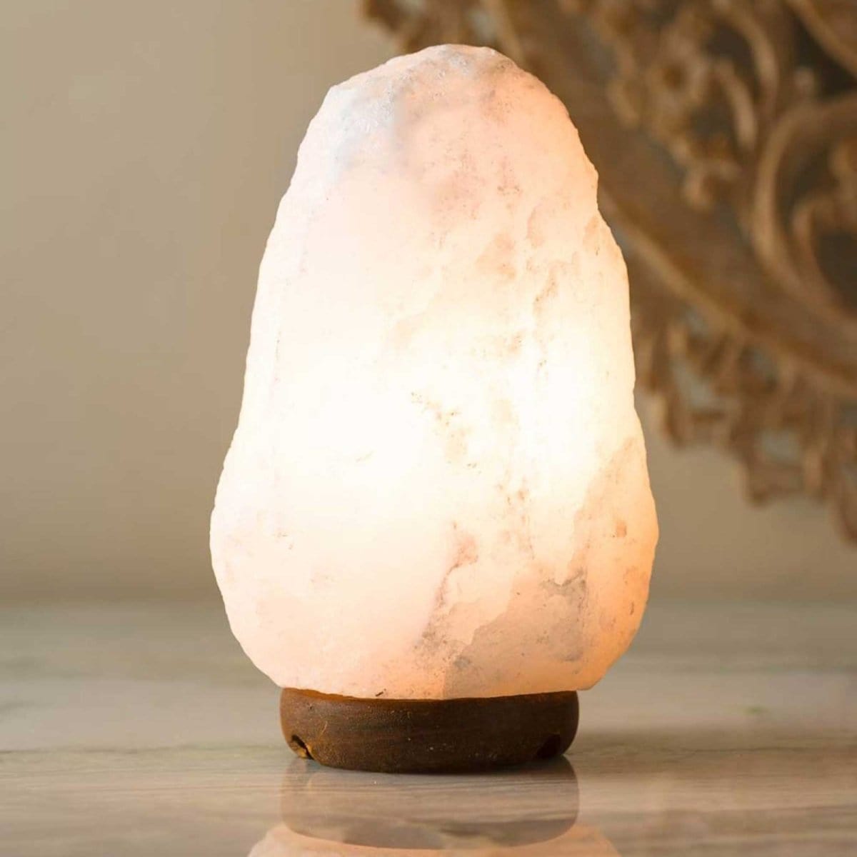 Green Earth Lighting Australia Home & Garden > Lighting 2-3kg White Himalayan Salt Lamp – Timber Base (12V – 12W) V238-SUPDZ-32771874783312