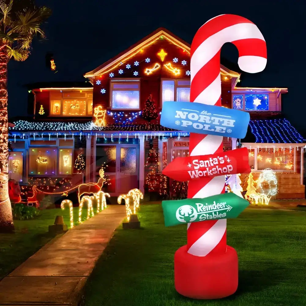 2.4M Christmas Inflatable Candy Pole Illuminated Decorations
