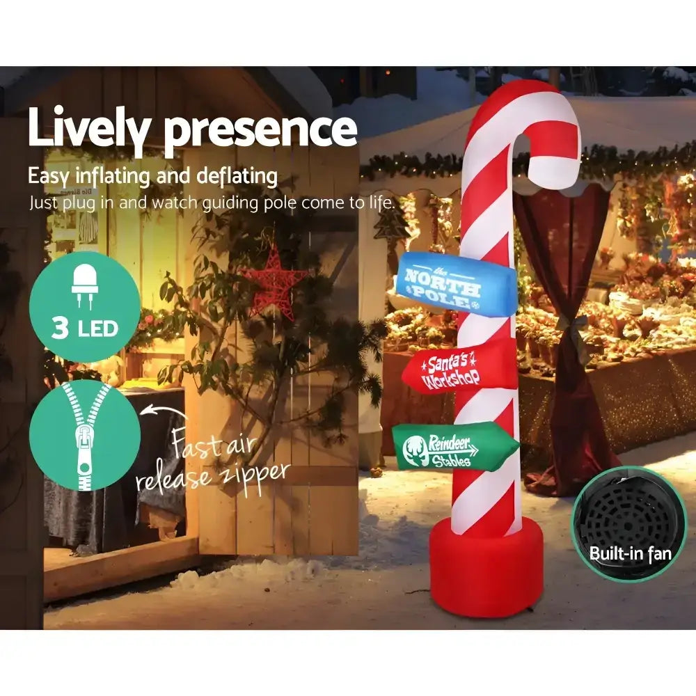 2.4M Christmas Inflatable Candy Pole Illuminated Decorations
